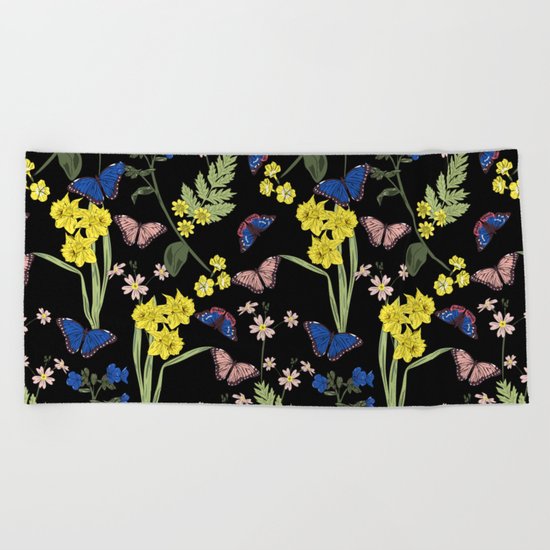 Botanical floral print Beach Towel