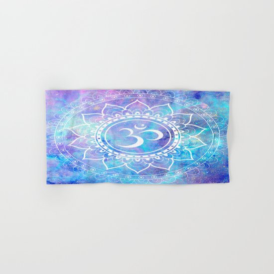 Om Mandala Pink Aqua Lavender Galaxy Space Hand & Bath Towel