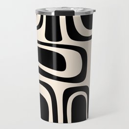 Palm Springs - Midcentury Modern Abstract Pattern in Black and Almond Cream  Travel Mug