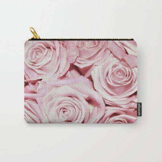 Beautiful bed of pink roses- Floral Rose Flowers Carry-All Pouch