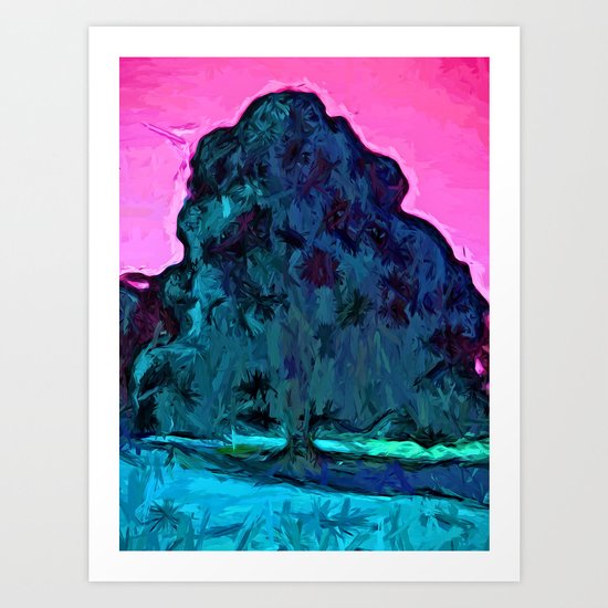 Peacock Tree and Pink Sky Art Print