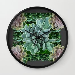 GARDEN OF GRAY-GREEN PINK SUCCULENTS Wall Clock | Cactiplants, Cacti, Greenplants, Jadecolor, Digital Manipulation, Succulents, Cactusplants, Acrylic, Typography, Digital 
