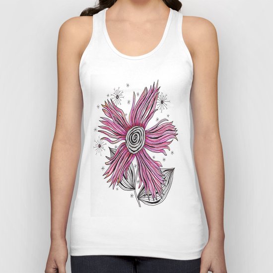 My Funky Valenting - Zentangle Pink Flower Unisex Tank Top