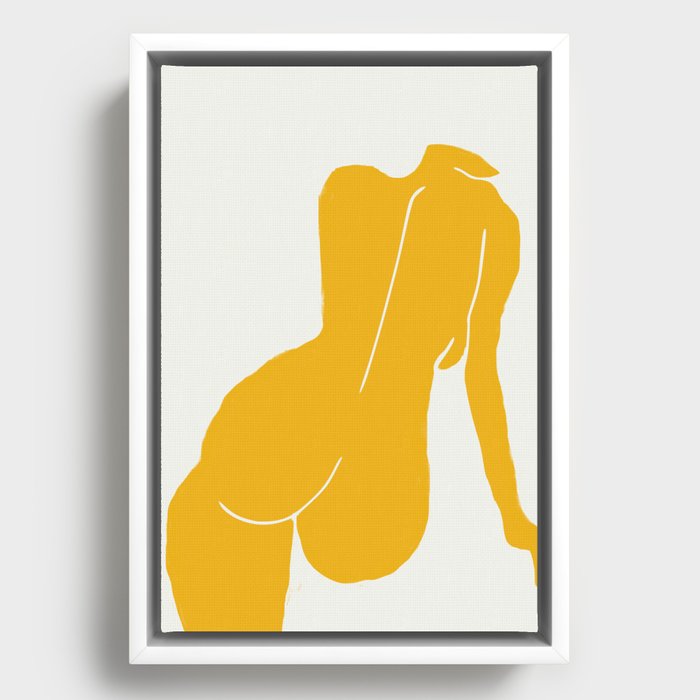 Nude in yellow Framed Canvas