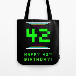 [ Thumbnail: 42nd Birthday - Nerdy Geeky Pixelated 8-Bit Computing Graphics Inspired Look Tote Bag ]