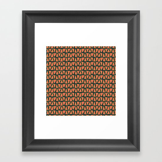 Desert Triangles - Geometric Orange and Blue Pattern Framed Art Print