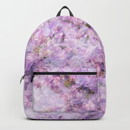 Romantic lilac - floral art, vintage look Backpack | Double Exposure, Vintage, Garden, Lavender, Lilac, Nature, Floralart, Floraldesign, Photo, Lilacpattern 