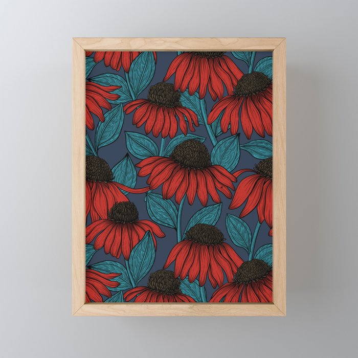 Red coneflowers Framed Mini Art Print