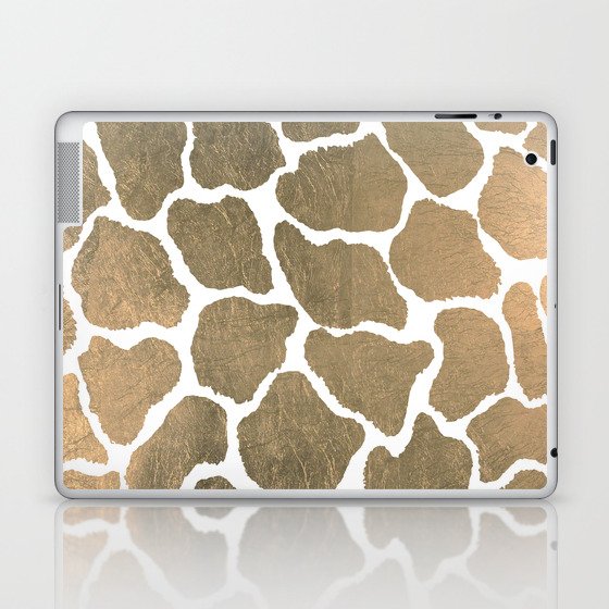 Elegant Hipster Abstract Gold White Giraffe Animal Print Laptop & iPad Skin