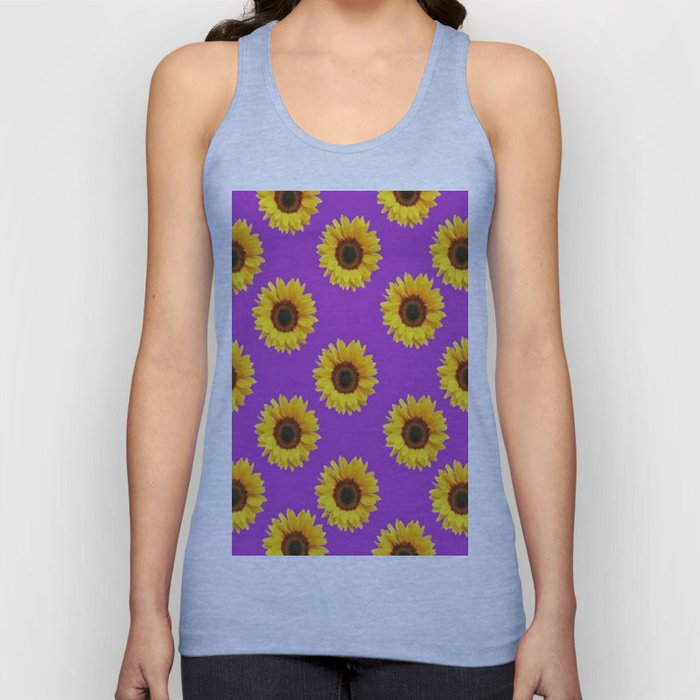 Purple Violet Accents Color Sunflowers Pattern Art Tank Top