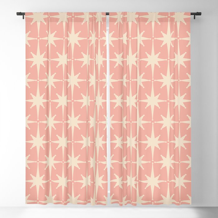 Atomic Age 1950s Retro Starburst Pattern in Cream and Blush Pink  Blackout Curtain