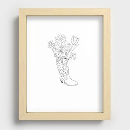 Floral Cowboy Boot Recessed Framed Print