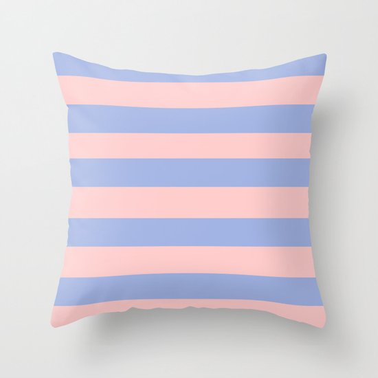 Light pink and blue stripes Throw Pillow