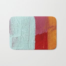 Desert Daydreams [2]: a vibrant, colorful abstract acrylic piece in pink, red, orange, and blue Bath Mat