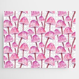 Pink Watercolor Mushrooms Jigsaw Puzzle