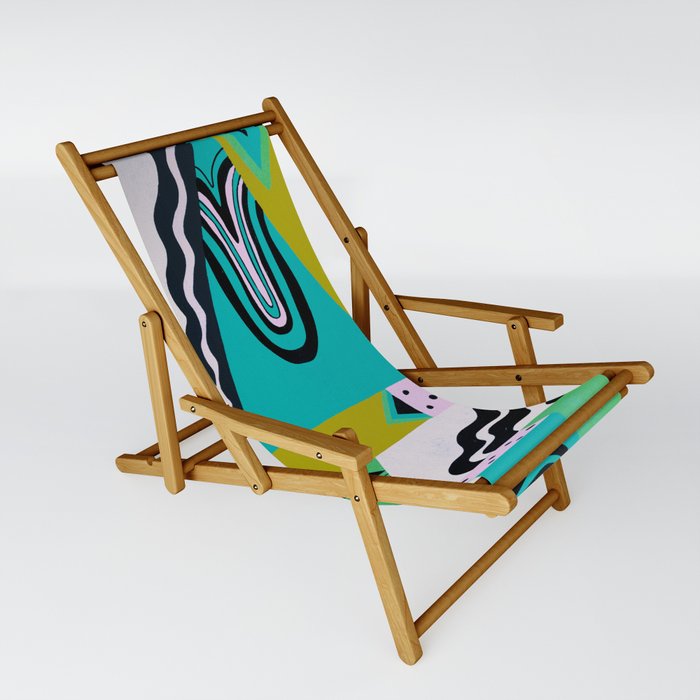modern quilt II, teal + purple Sling Chair