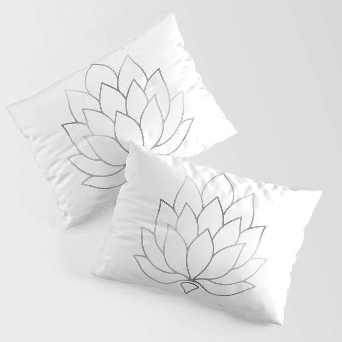 Silver Foil Lotus Flower Pillow Sham by Leah McPhail Society6