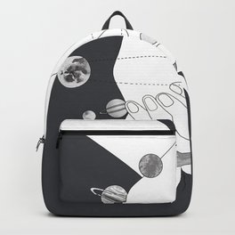 Everything Revolves Around Us II Backpack | Couple, Minimal, Curated, Minimalist, Linedrawings, Drawing, Planet, Cosmos, Art, People 