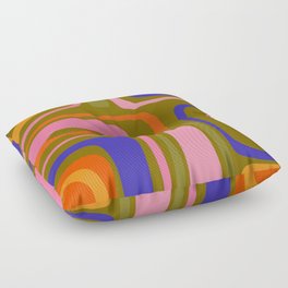 Palm Springs Retro Mid Century Modern Colorful Abstract Pattern Olive Khaki Green Pink Blue Orange Floor Pillow
