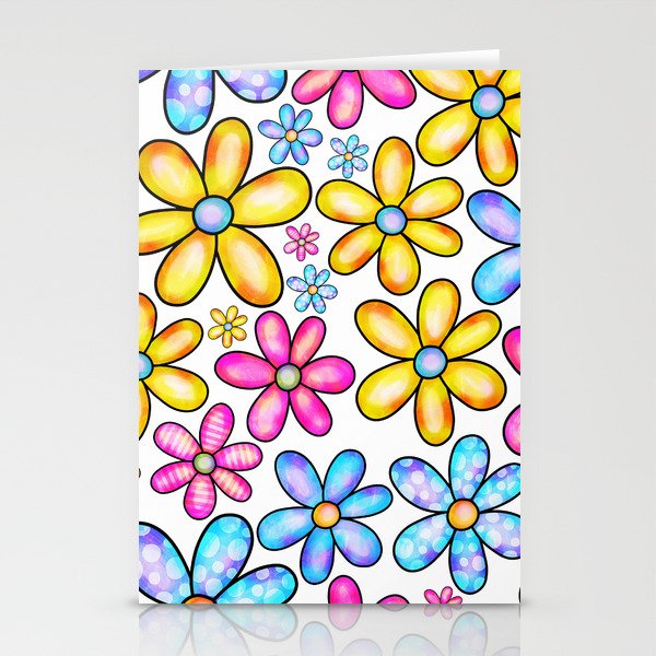 Doodle Spring Flower Pattern 11 Stationery Cards