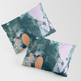 Sugar and Flowers: a pretty abstract acrylic painting in blues greens and lavender  Pillow Sham