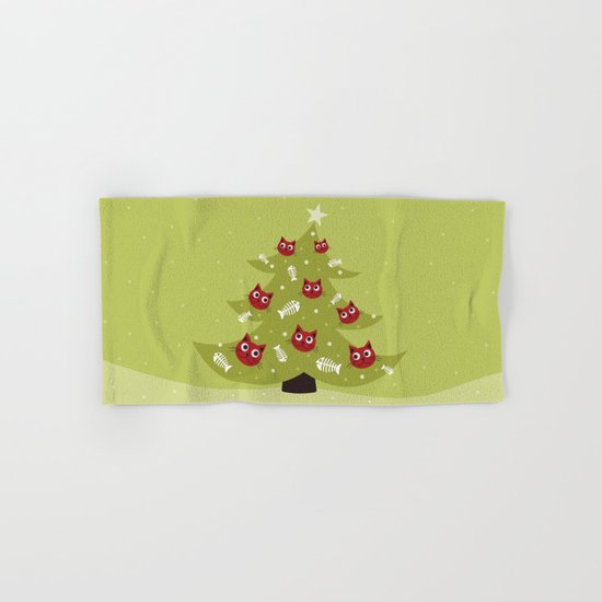 Cat Christmas Tree Hand & Bath Towel