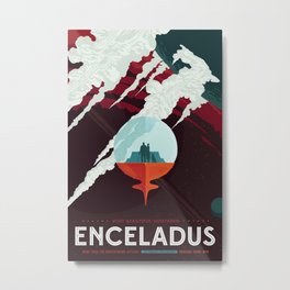 NASA Retro Space Travel Poster #3 - Enceladus Metal Print
