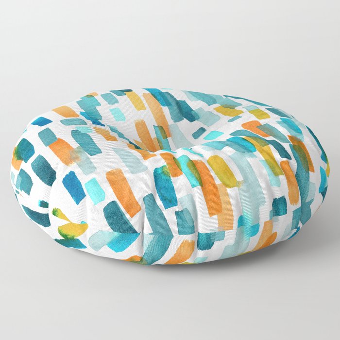 Coral and Teal Watercolor Abstract Floor Pillow