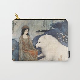 Girl and White Wolf Carry-All Pouch