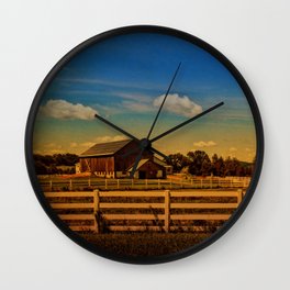 Sunset Over the Farm Wall Clock | Photo, Landscape 