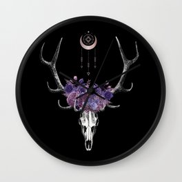 Floral Desert Skull Wall Clock