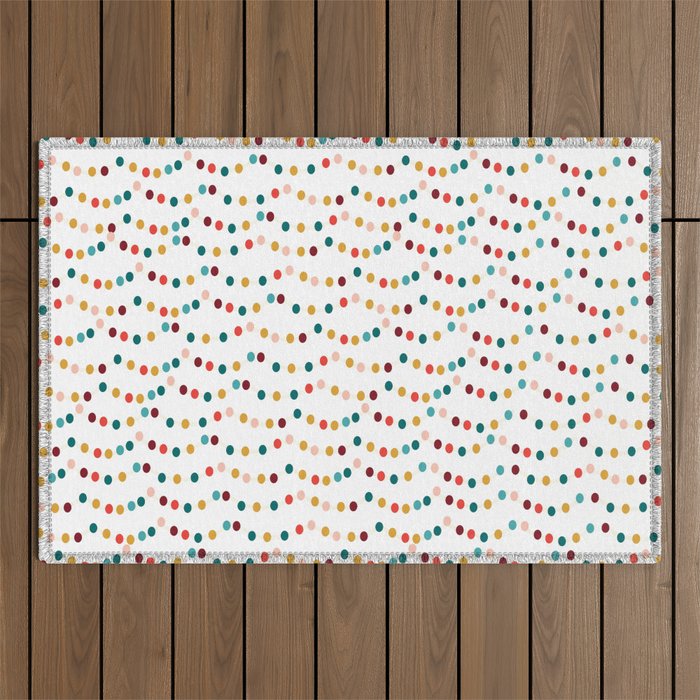 Christmas Garland Background Colourful Dots Pattern Outdoor Rug