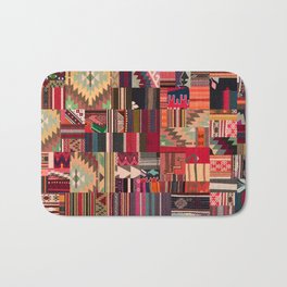 Timeless Tapestry: Vintage Bohemian Moroccan Collage Art Bath Mat