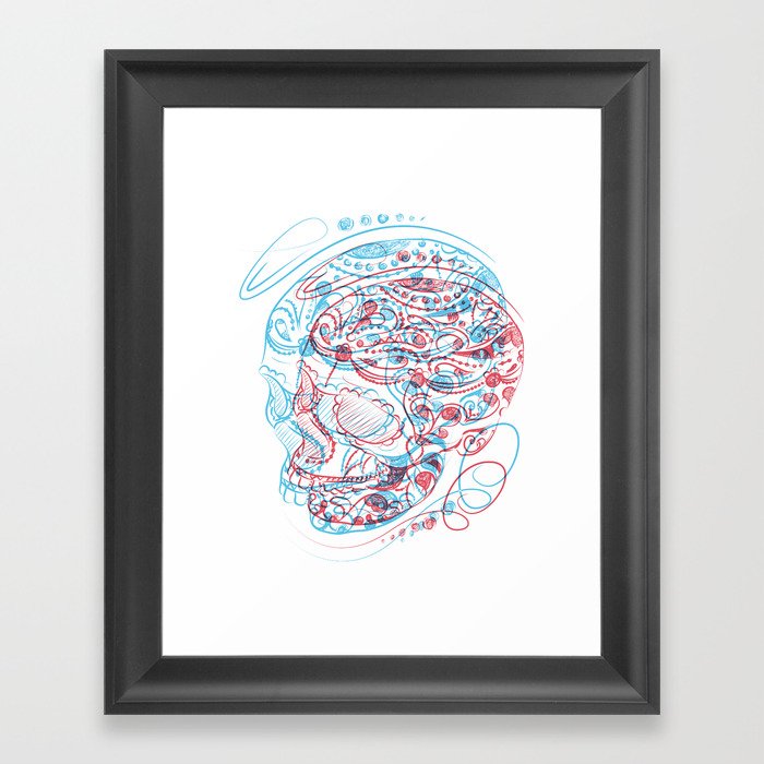 Red 'n Blue Skulls Framed Art Print