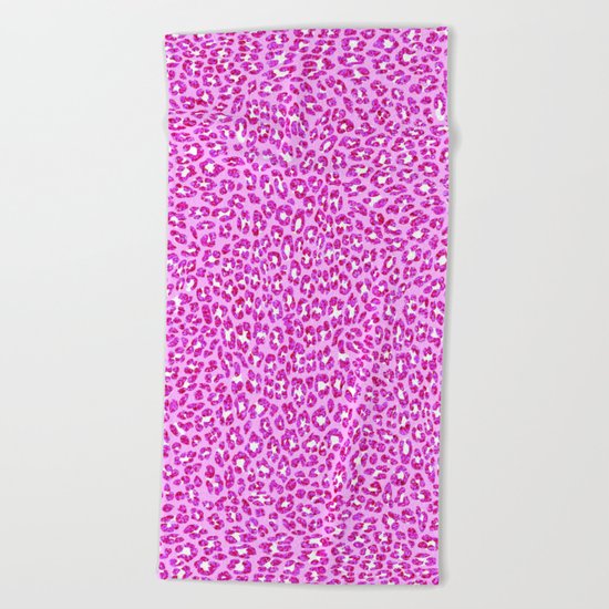 Light Pink Glitter Cheetah Print Beach Towel