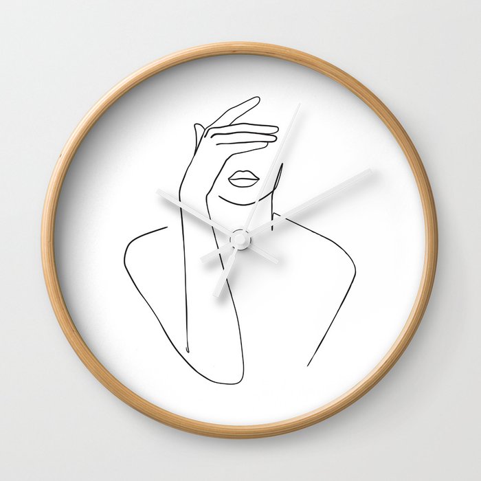 Minimal woman line art Wall Clock