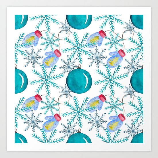 Blue Snowflakes #3 Art Print