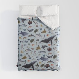 SEA CREATURES poster with names Duvet Cover