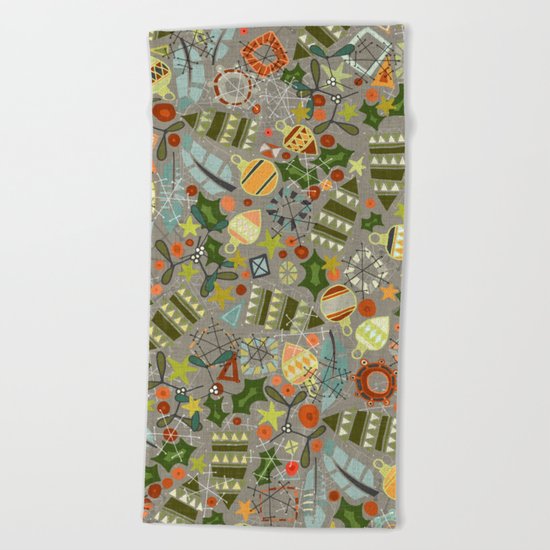 vintage christmas silver Beach Towel