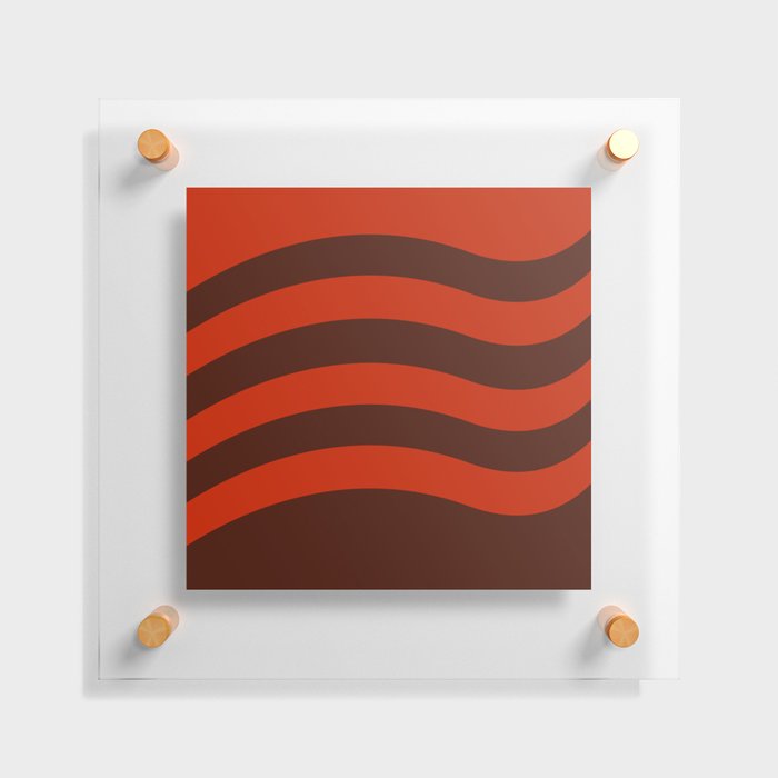 Retro Style Minimal Lines Background - Black Bean and International Orange Floating Acrylic Print