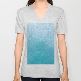 graphic design geometric pixel square pattern abstract in blue V Neck T Shirt
