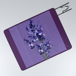 Floral Lavender Bouquet Design Pattern on Purple Picnic Blanket