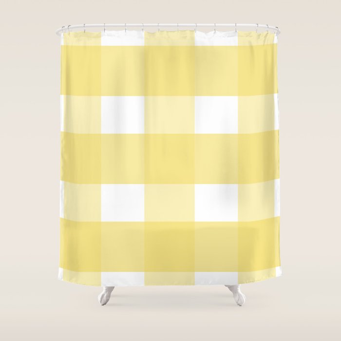 Yellow checkered pattern Shower Curtain by Hex Decor Society6