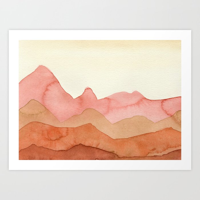 Orange Mountains Art Print