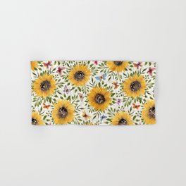 Watercolor Sunflowers and Butterflies | Golden Summer Floral Hand & Bath Towel