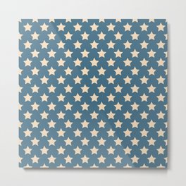 Blue And White Vintage Stars Pattern Metal Print