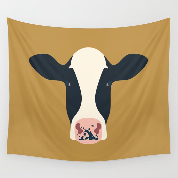 Dairy Cows (Mustard) Wall Tapestry