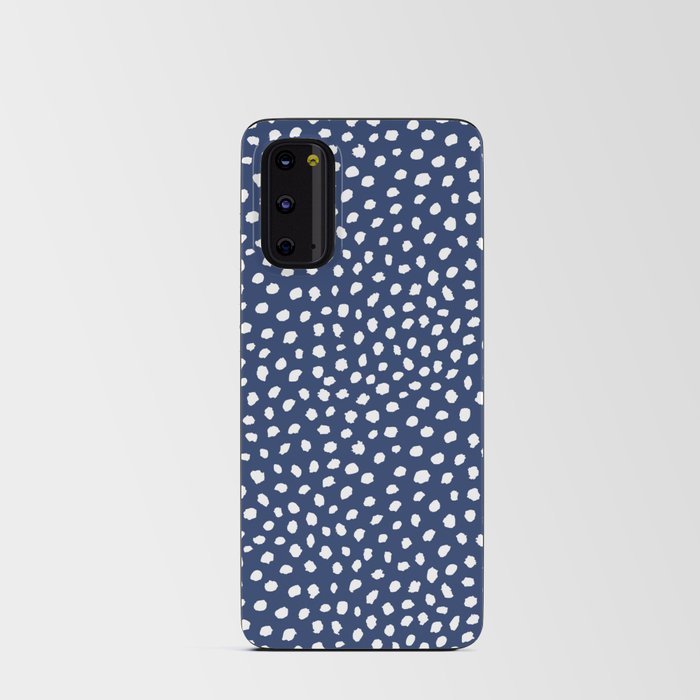 Navy Blue and White Polka Dot Pattern Android Card Case