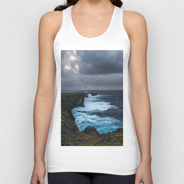 Storm Brewing Over the Cape Zanpa Lighthouse Tank Top