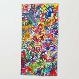 Urban Graffiti Pattern Art Made With Ink and Pen Beach Towel